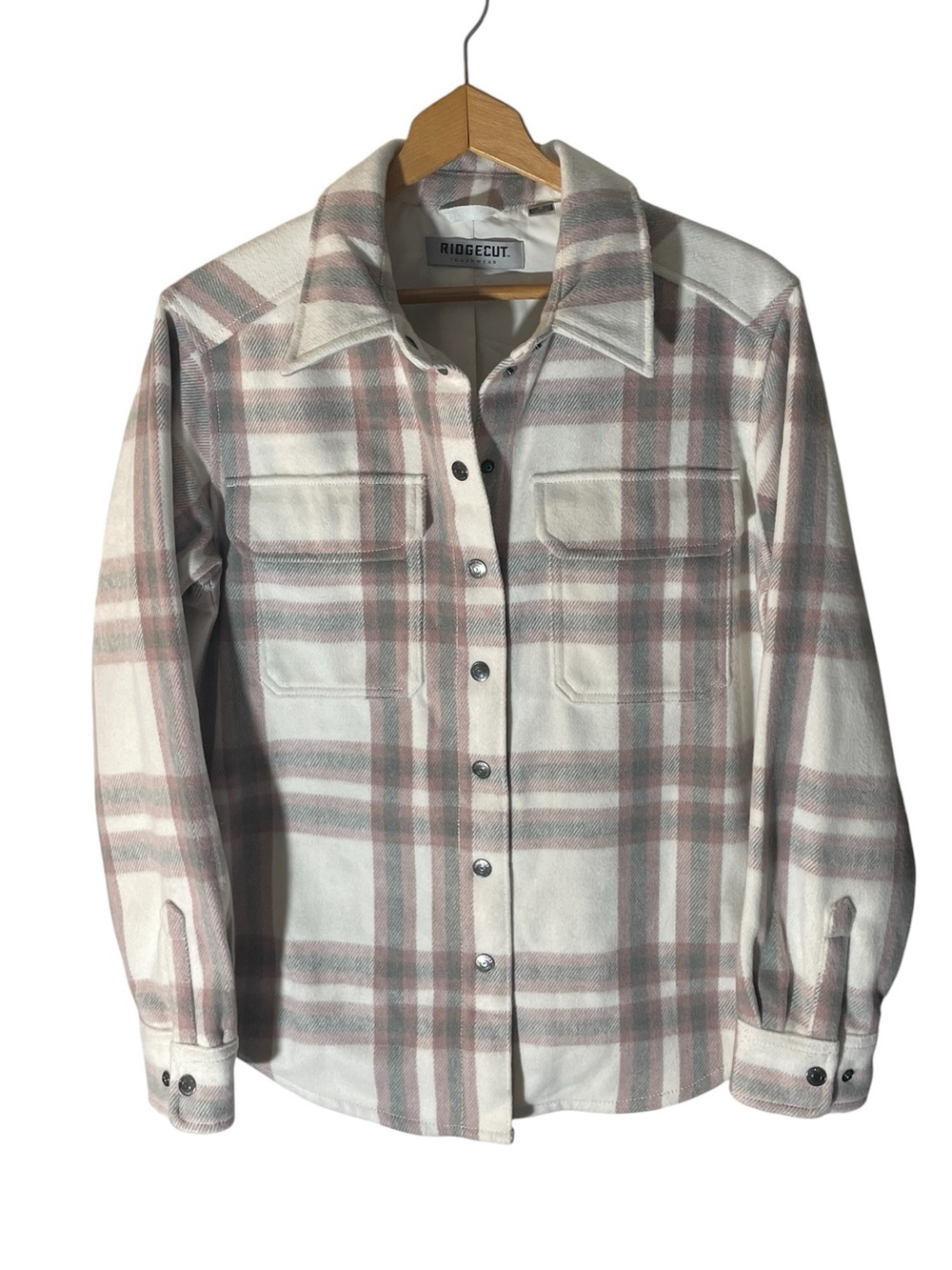 C38- RIDGECUT Toughwear Plaid Lined Jacket — Cream, Gray, Dusty Pink
